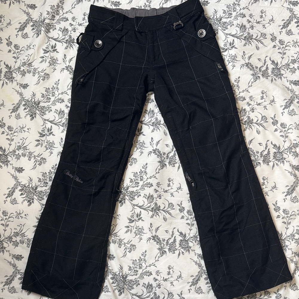 Betty Rides Black Checkered Flare Pants